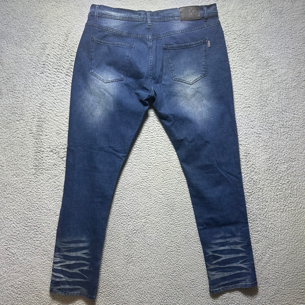 Phat Farm Mens 34x32 Moto‎ Jeans Distressed Slim Stretch Denim Streetwear
